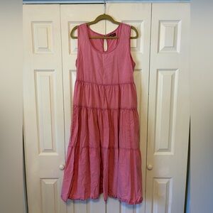 April Cornell Pink Sleeveless Tiered Dress